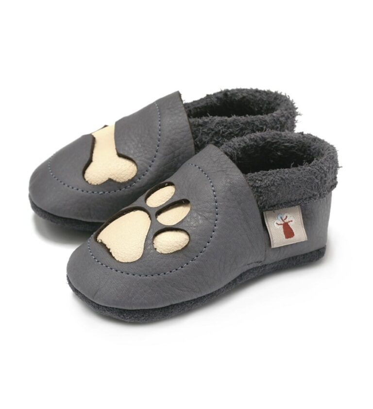 Baobaby soft baby shoes, Paw grey