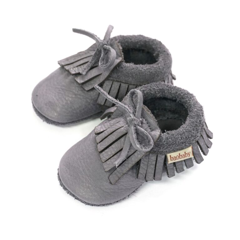 Baobaby soft children's shoes, Moccasins grey