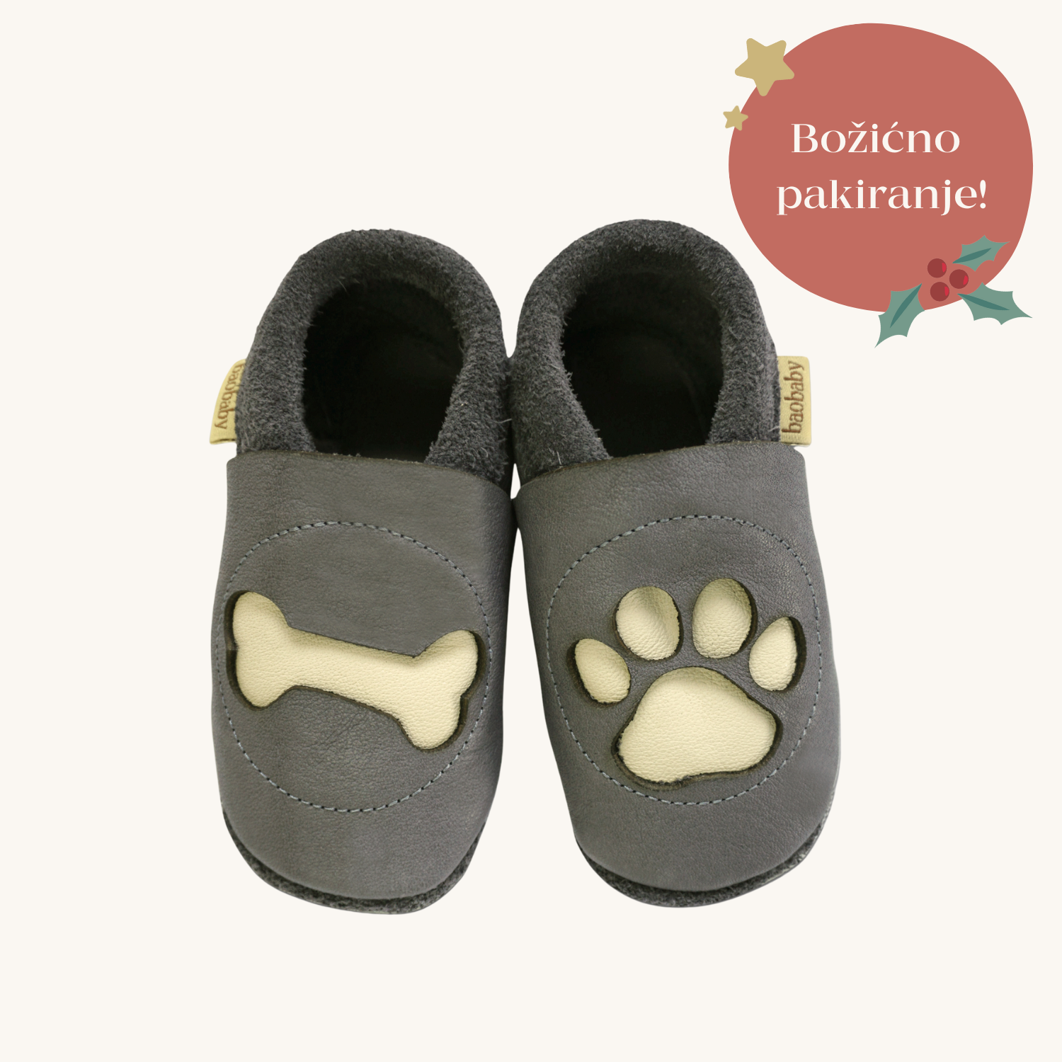 Baobaby mekane dječje cipelice, Paw grey