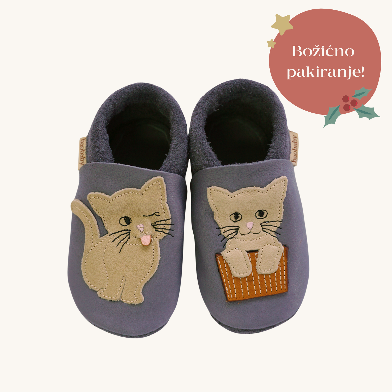 Mehki otroški čevlji Baobaby, Cat's Kiss sivi