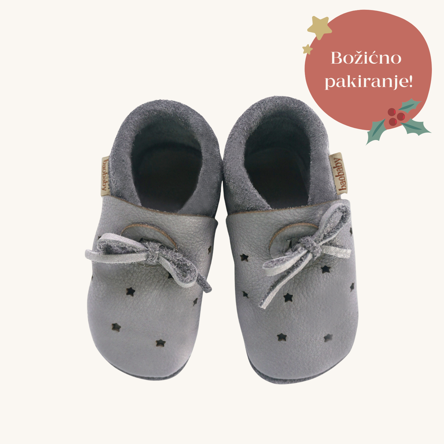 Baobaby soft children's shoes, Stars grey